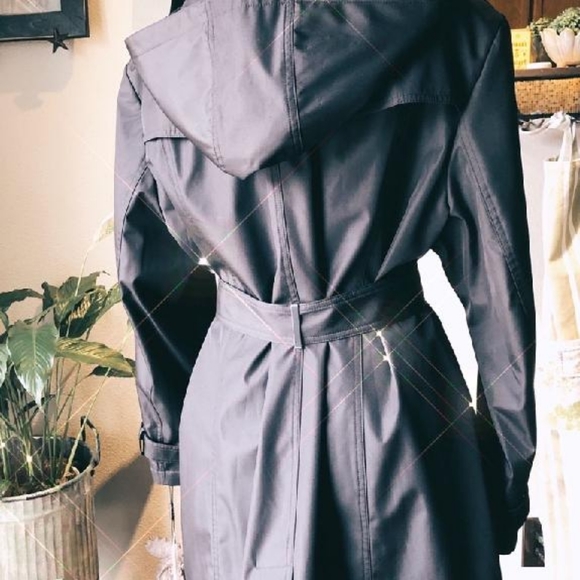 NWT Calvin Klein black trench coat with hood - Picture 3 of 9